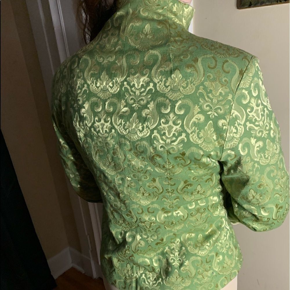 Vintage-Style Green & Gold Brocade Mandarin Jacket | Disney | Small | China - Picture 7 of 11
